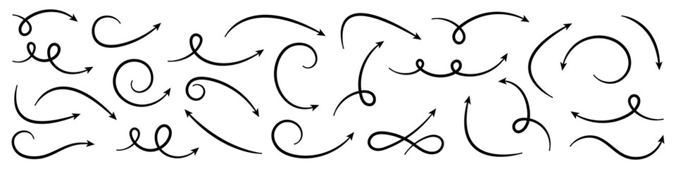 Wall Mural - sketch style curved arrows collection.