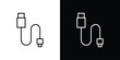 © Vince - Phone cable icon in black. flat graphic vector icon