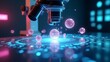 © LORD - A close-up view of a microscope illuminating colorful bubbles on a futuristic digital surface.