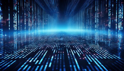 digital surface with binary code in cyberspace perspective pattern