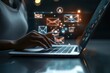 © Yus - Person using laptop, email interface