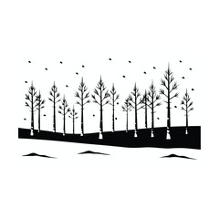 Wall Mural - Abstract grunge background with a vector illustration of a tree silhouette, combining nature's design with ink art and a floral pattern for a unique element