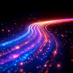 Wall Mural - abstract glowing lines flowing across a black background digital photo concept design