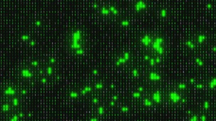 Binary code green background loop animation. Tech motion graphic background, Green flickering dots background