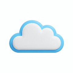 cute 3d render of a white cloud with a light blue outline perfect for web design and app icons cloud