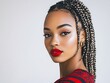 © AL - Stunning portrait of a beautiful young woman with braids and red lips