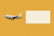 © Rgfx - Commercial Airplane Towing Blank White Banner on Mustard Yellow Background – Advertising Concept