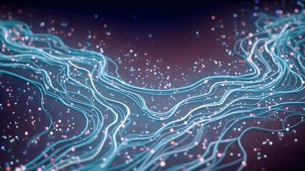 Abstract wavy lines with particles