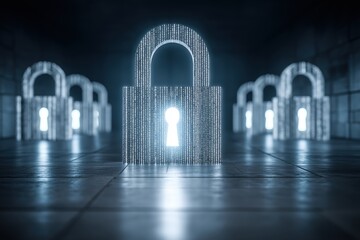 digital locks creating a secure environment with binary patterns.