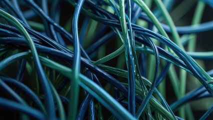 Blue Green Science Macro of Interlaced Filament Structure