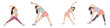 © Ludmila - Young woman in sportswear stretching in various positions isolated png  . Seth. A collage of four images.. Transparent background.