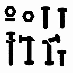 Bolts and nuts silhouette elements
