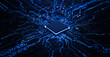 © Sikov - Processor chip on circuit board with copy space for design
