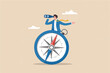 © gfxshakib2023 - Businessman on compass with binoculars isolated on transparent background