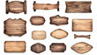© wolfelarry - Collection of wooden signs in rustic style, set of elements on white background