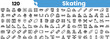 © Sk Sa - A collection of skating-related icons in a minimalist style, featuring roller skates, skateboards, ramps, and accessories.