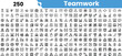 © Sk Sa - A diverse collection of teamwork icons depicting collaboration, communication, and success in various professional settings.