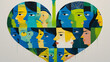 © Ganda - Colorful illustration of diverse faces arranged in a heart shape, symbolizing unity and connection.