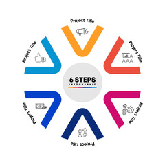 Wall Mural - infographic circular diagram with 6 options. round chart that can be used for business analytics, da
