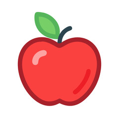 Wall Mural - Red apple illustration with leaf on black background