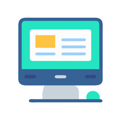 Wall Mural - flat style illustration of computer displaying webpage content