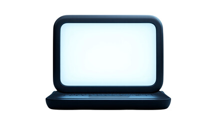 Wall Mural - sleek, modern laptop with glowing screen is displayed against plain background, highlighting its min
