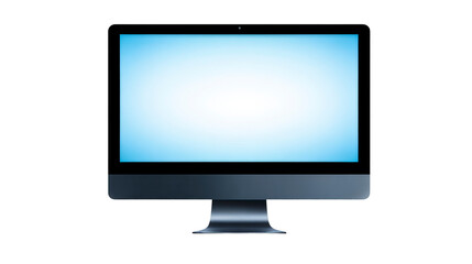Wall Mural - sleek black computer monitor with blue screen, isolated on transparency background, showcasing moder