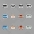 © yasel - Furniture icons set,Collection of sofa, armchair, wardrobe, bedroom table, interior, Chair and Sofa of front view line icon
