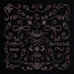 Wall Mural - elegant vintage swirl patterns on a dark background. swirl designs, vintage motifs, and decorative e