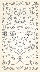 Wall Mural - vector set. elegant decorative dividers with swirls and curls. hand-drawn dividers add a classic tou