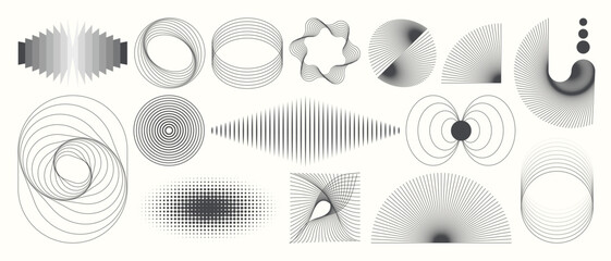 Wall Mural - abstract minimal element mid century vector set. aesthetic contemporary stripe line art, geometric s