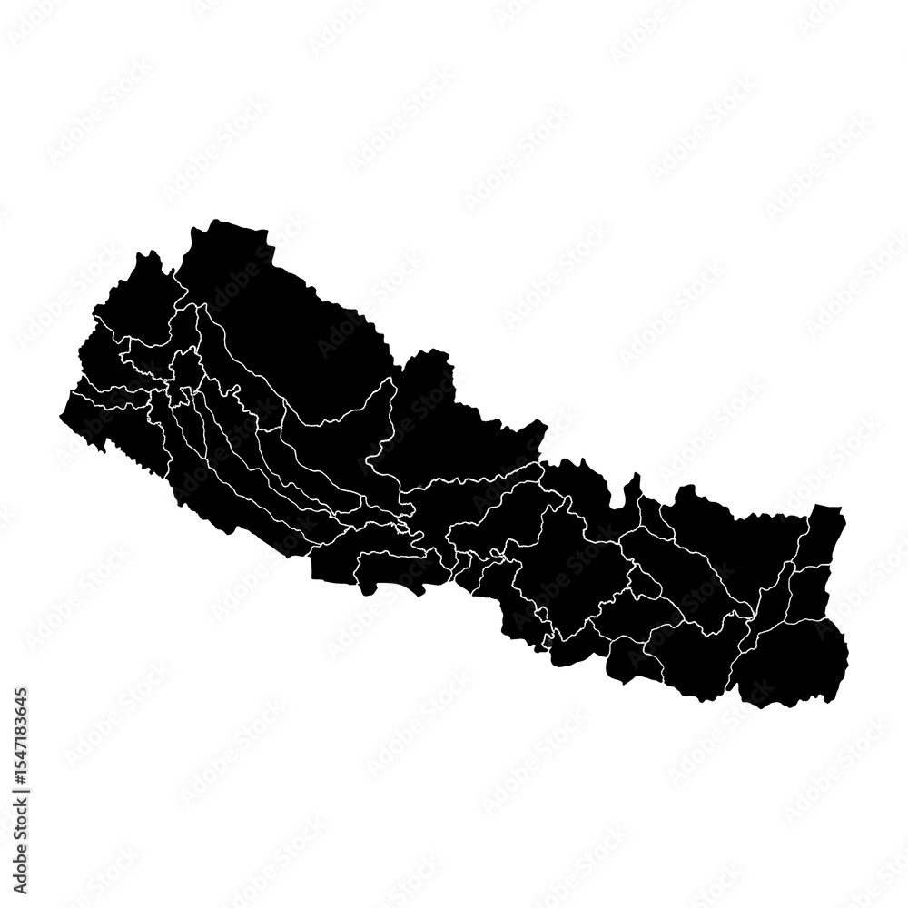 Detailed Political Map of Nepal Provinces and Districts Stock ...