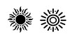© queen - Two sun icons with different designs showcasing radiant beams and circular forms in a simple black and white style