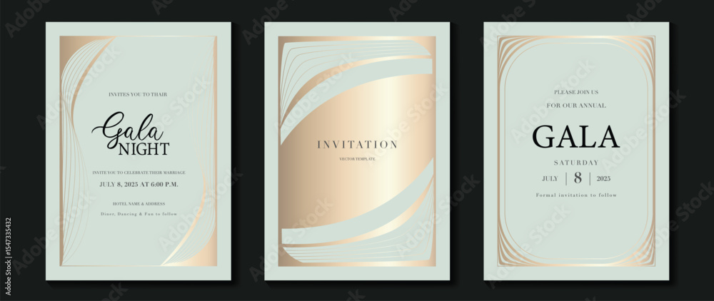 Luxury wedding invitation card background vector. Golden elegant gold ...