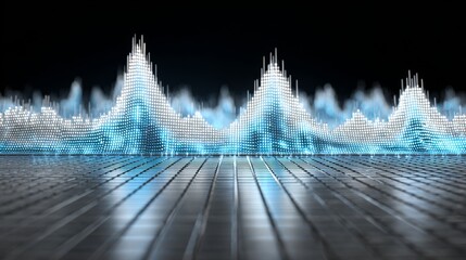 Wall Mural - a computer display featuring a grid composed of blue and orange squares and lines