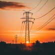 © e_zeynall1 - Golden Hour Power Lines: A serene sunset casts its warm glow over a network of power lines and towers, silhouetted against a vibrant sky. A striking blend of nature and infrastructure.