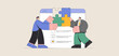 © png-jpeg-vector - business partners connecting puzzle pieces for client onboarding, vector illustration for b2b solution implementation, partnership integration and collaborative setup