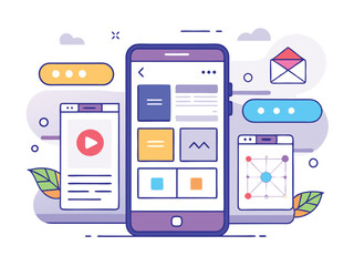 illustration mobile wireframe idea with minimalist design. showcasing various ui elements