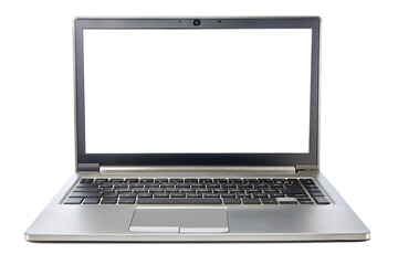 sleek modern laptop computer with blank screen - perfect for mockups and technology presentations