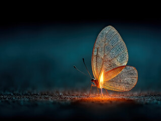 Wall Mural - moth flame: a moth fluttering near a glowing flame in a dark room