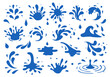 © lightgirl - Splash silhouette with droplets. Water drops shapes, wave silhouette, liquid burst splashes. Ink blot hand drawn vector set illustration