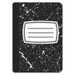 © brovkoserhii - Traditional school composition notebook cover design in black and white with grunge texture and editable title label area. Classic black and white marble composition notebook cover with a label for