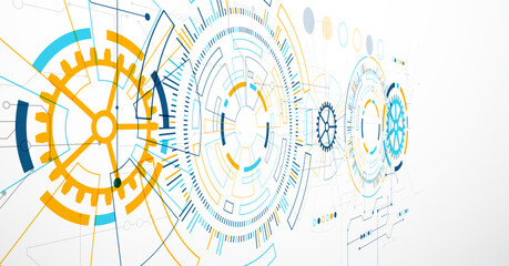 Wall Mural - abstract background. scientific and technological concept with the use of technical elements formed 