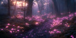 © BgStudio98 - Enchanted forest path with glowing pink mushrooms at twilight magical woodland landscape for fantasy and nature backgrounds ethereal fairy tale scene with mystical glow