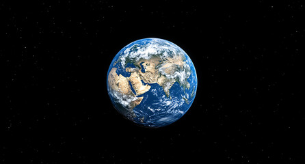 earth view from space against a background of stars