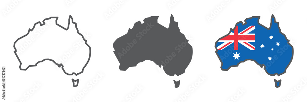 Map of Australia icon collection, country and geography, Australia map ...