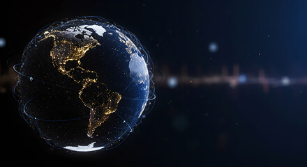 Wall Mural - global network connection over world. technology and internet concept. digital data business communi