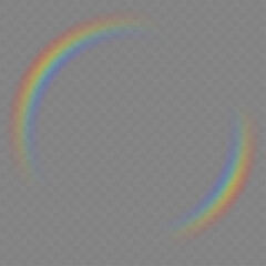 Wall Mural - Rainbow on transparent background. Sun rainbow glare on isolated on transparent background. Rainbow effect in nature, realistic flashes. Stock illustration