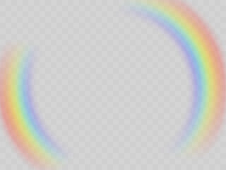Wall Mural - Sun rainbow glare on isolated on transparent background. Rainbow on transparent background. Rainbow effect in nature, realistic flashes. 