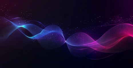 Wall Mural - Abstract Purple Blue Glowing Wave Particle Background